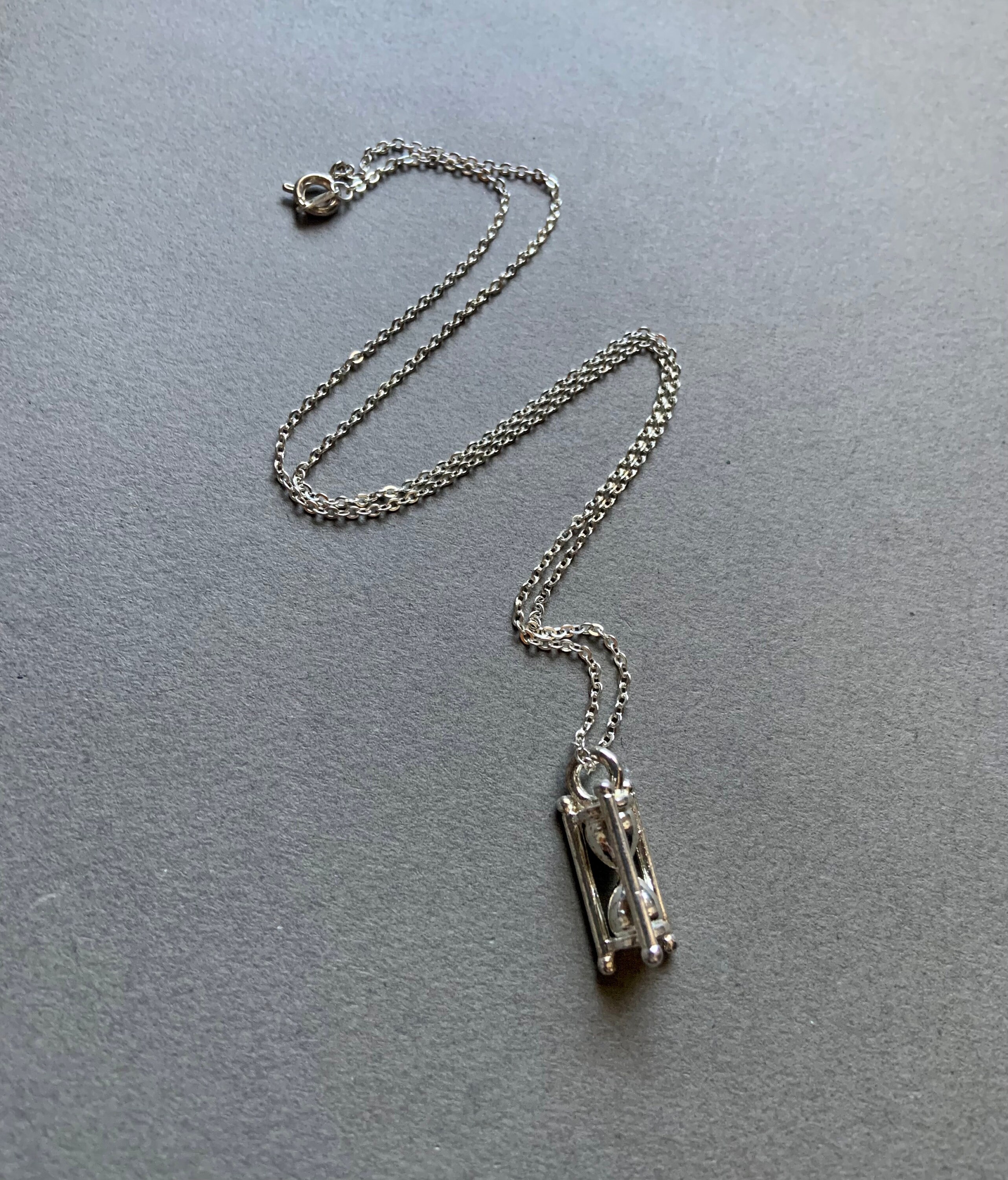 Sterling Silver Hourglass Pendant Necklace Etsy