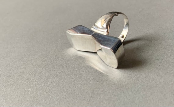 Abstract Avant Garde Solid Sterling Silver Unisex Statement Ring Size 10.5