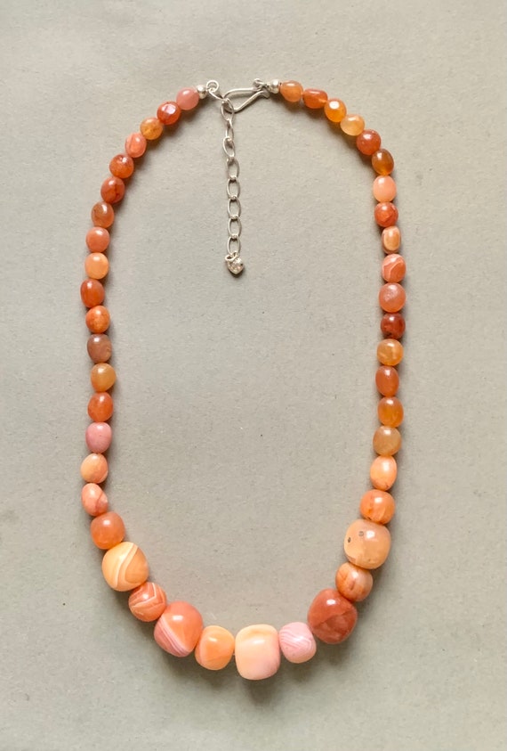 Orange Agate Graduated Beaded Necklace - image 1