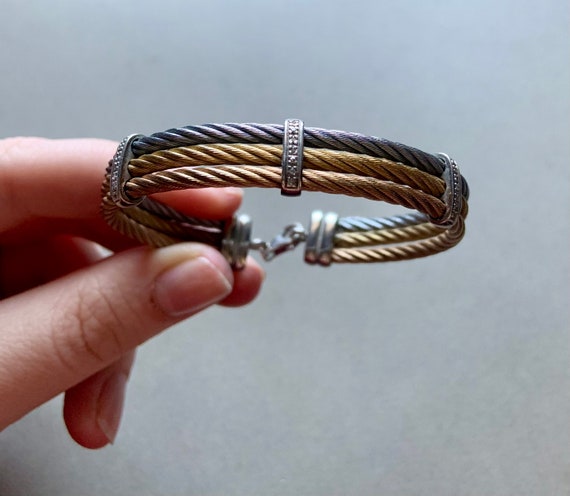 Bracelet Rigide Vintage Torsadé - Cuivre, Laiton Et Argenté - Occasion