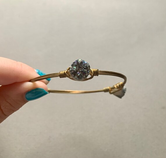 Brass Wire Wrapped Glass Stone/ Crystal Bracelet - image 4