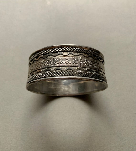 Handmade Sterling Silver Wide Bangle Bracelet View 2