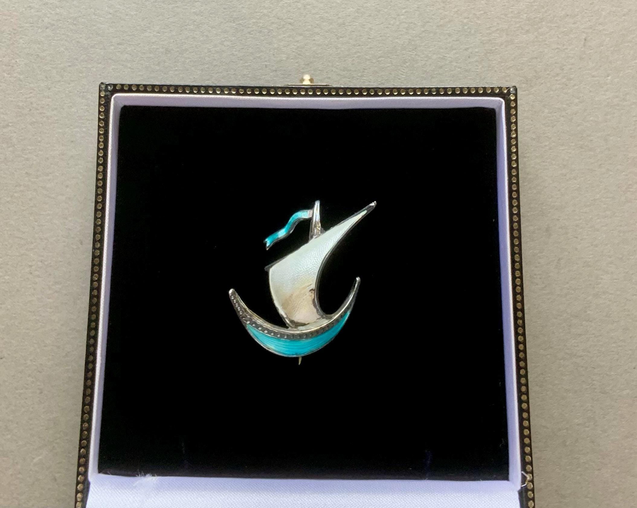 50'60's Ivar Holth ノルウェー ヴィンテージ青い蝶のブローチ Norwegian Silver Gilt & Blue Enamel Butterfly Brooch by Ivar