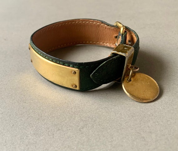 Hermes Green Leather Dog Collar Collier De Chien Bracelet With Original Box Etsy