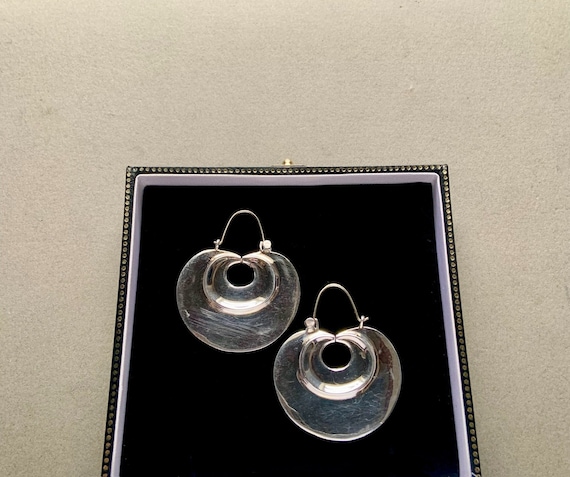 MMA Sterling Silver Abstract Flat Drop Statement Earrings
