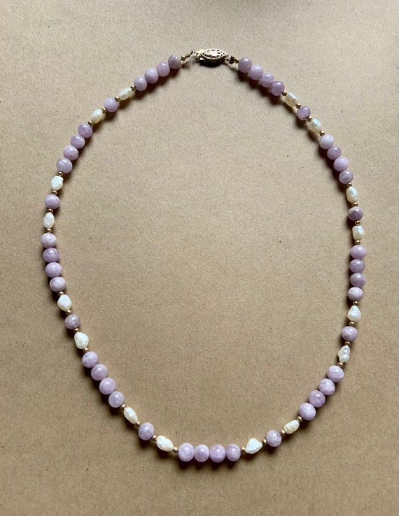 Purple Kunzite and Pearl Beaded Necklace - image 4