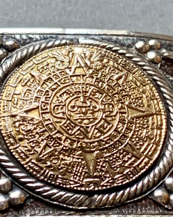 Antique Mexican/ Aztec Silver, Gold, & Brass Belt… - image 5