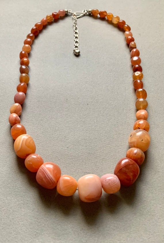 Orange Agate Graduated Beaded Necklace - image 2