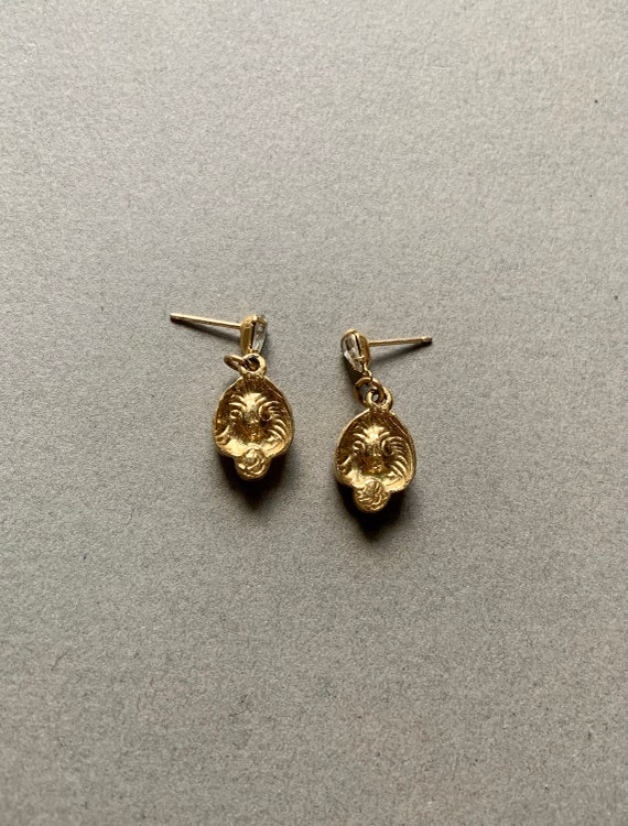Victorian Glass Gold Tone Costume Earrings - image 5