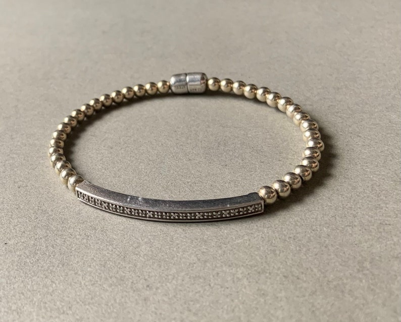 Sterling Silver & Steel Magnetic Clasp Bangle Bracelet image 1