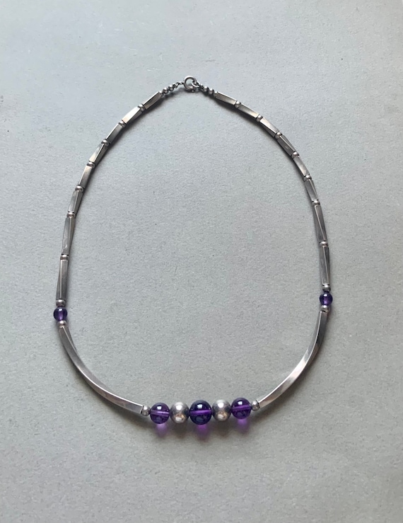 Amethyst and Sterling Silver Beaded Choker