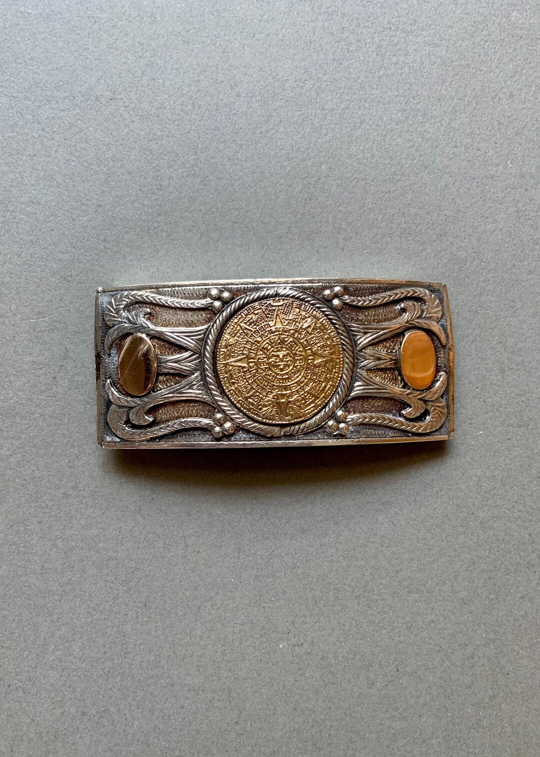 Antique Mexican/ Aztec Silver, Gold, & Copper Belt Buckle - Etsy