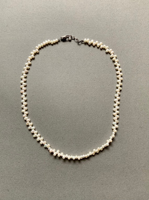 Genuine Seed Pearl & Sterling Silver Beaded Neckla