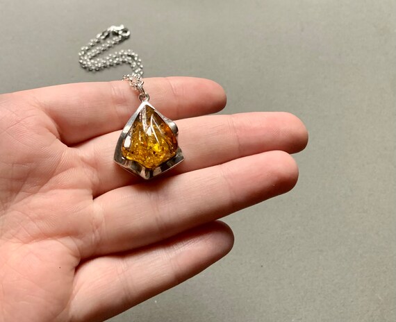 Natural Baltic Amber Sterling Silver Necklace - image 2