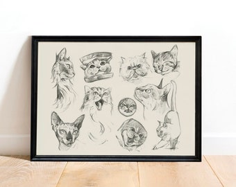 Illustration de chats mignons - Impression d’art