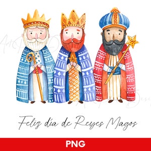 Reyes Magos, 3 Reyes Watercpolor Composición para Tarjetas, Lindos Reyes Magos, Reyes Magos, PNG, Clipart pintado a mano, Descarga Instantánea