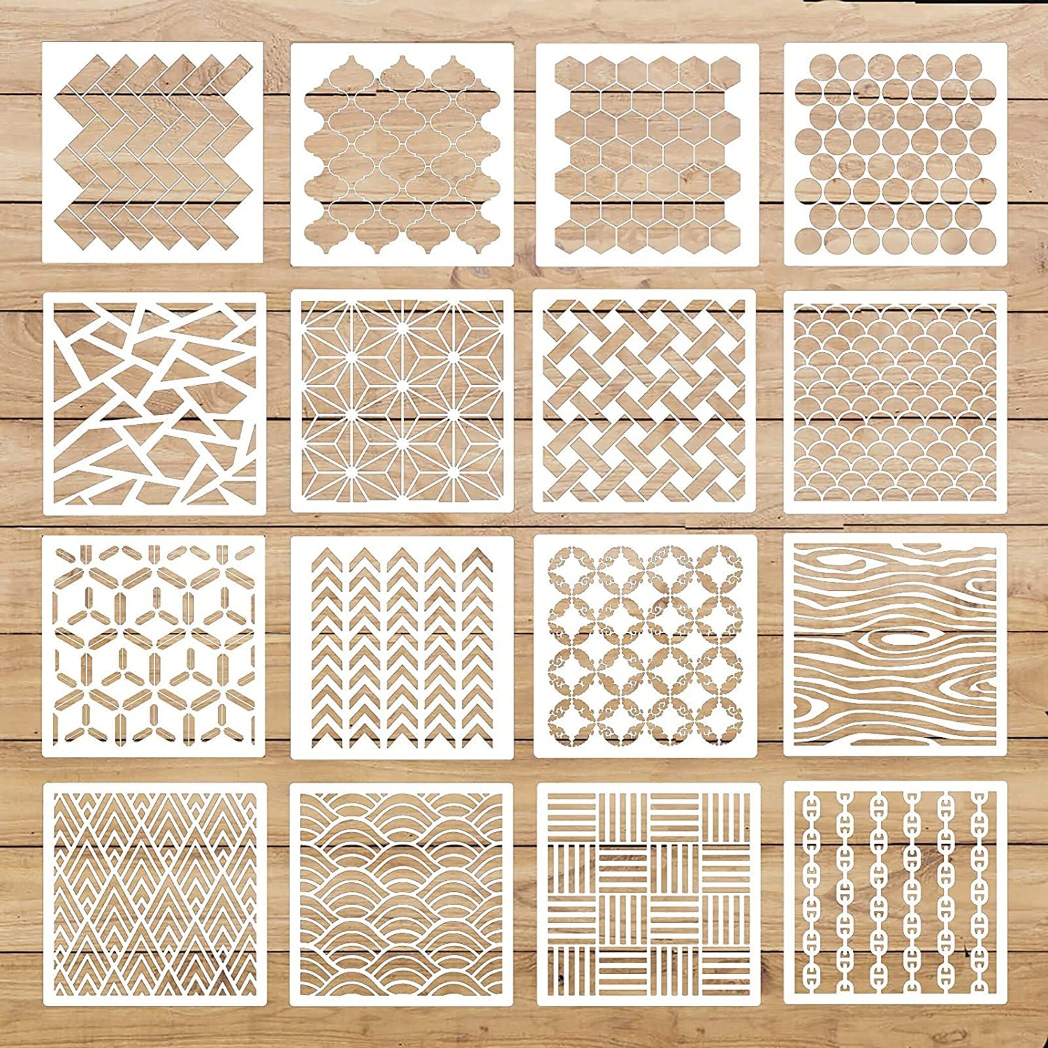 16 Pcs Modern geometric stencil reusable art painting Etsy