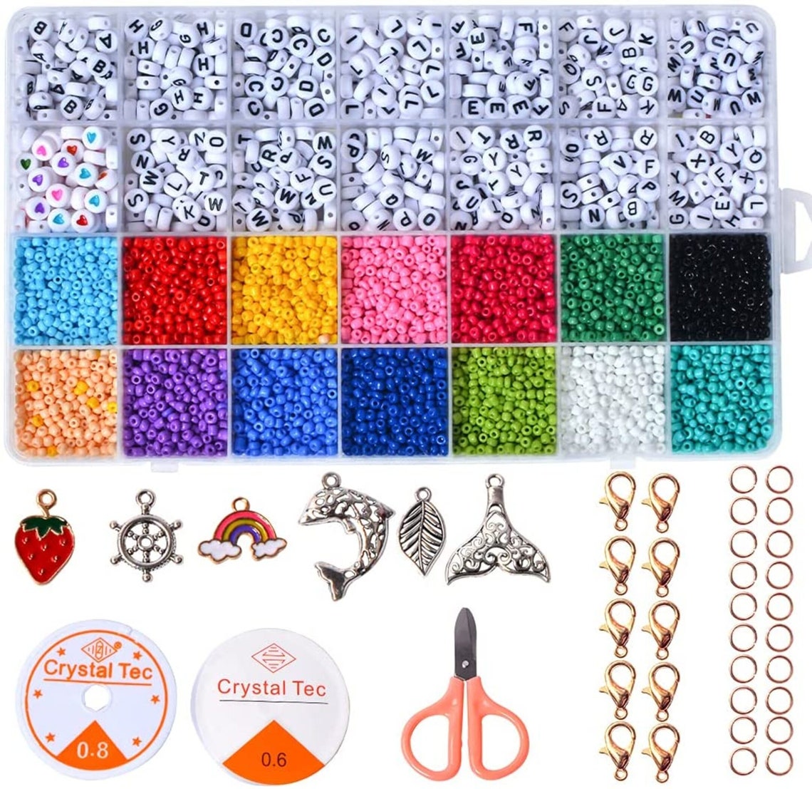 5000 DIY Glass seed beads with 700 alphabet letter beads kit Etsy