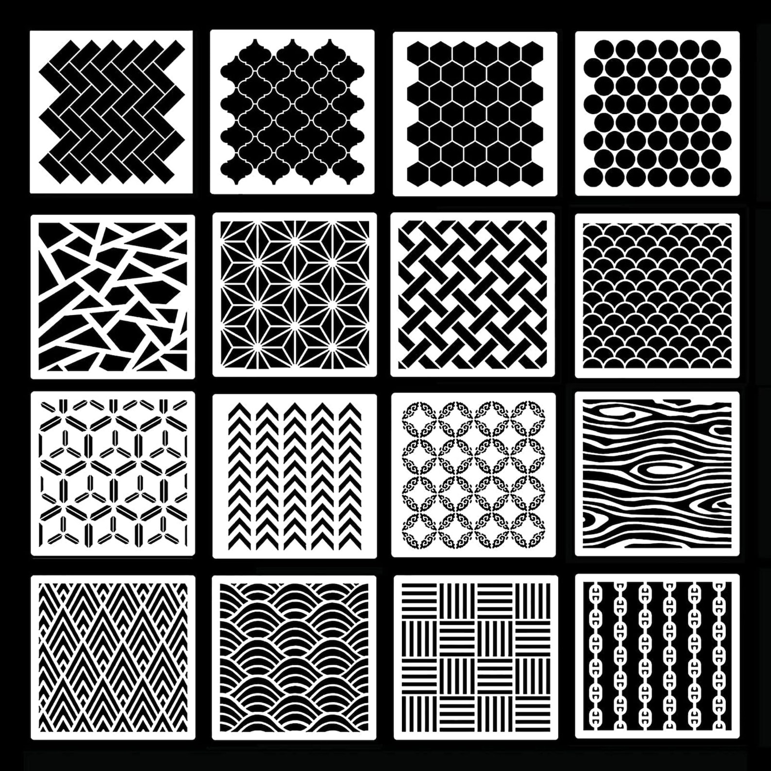 16 Pcs Modern geometric stencil reusable art painting Etsy
