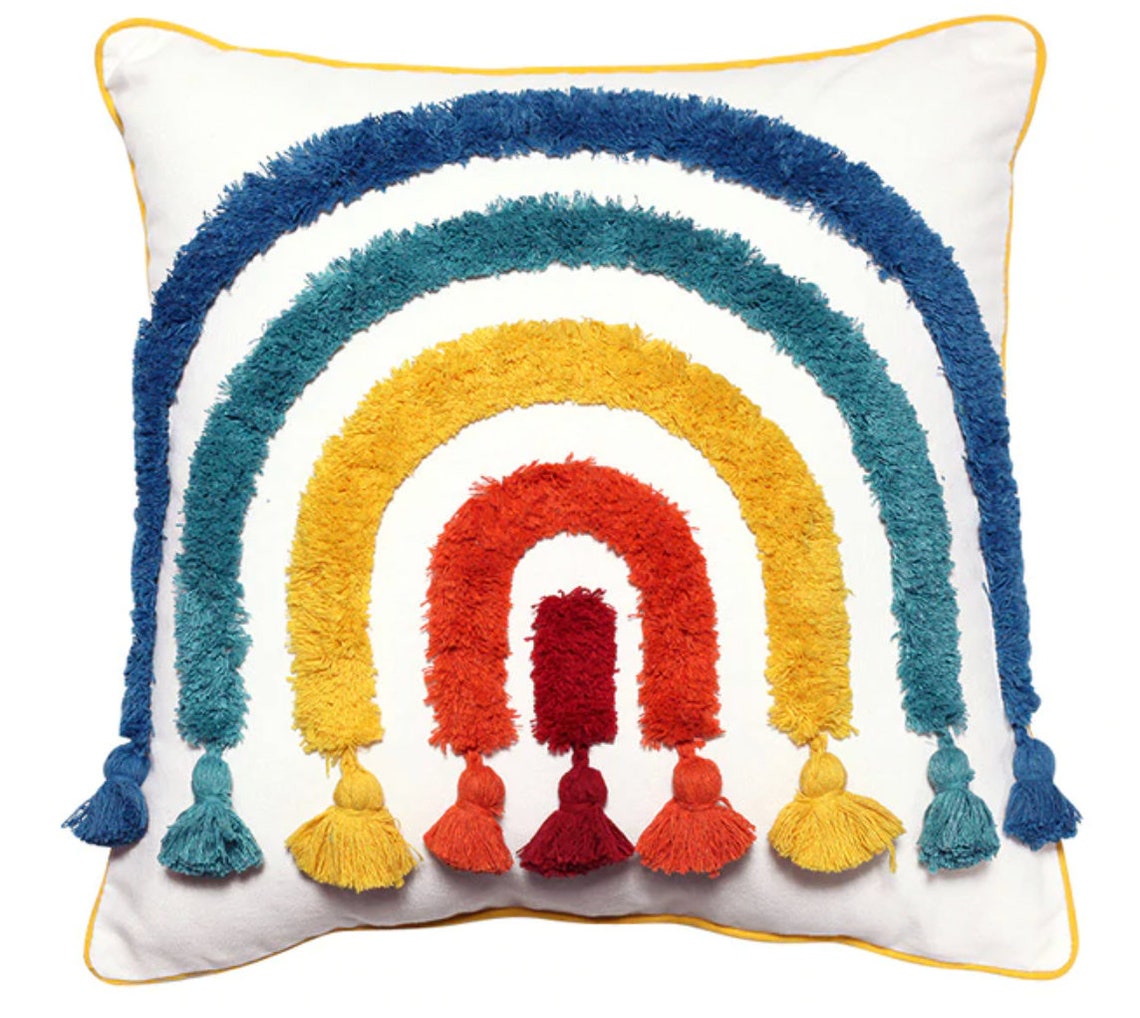 Rainbow Cushion Cover 100 Cotton Tufted Textured Pillow Etsy