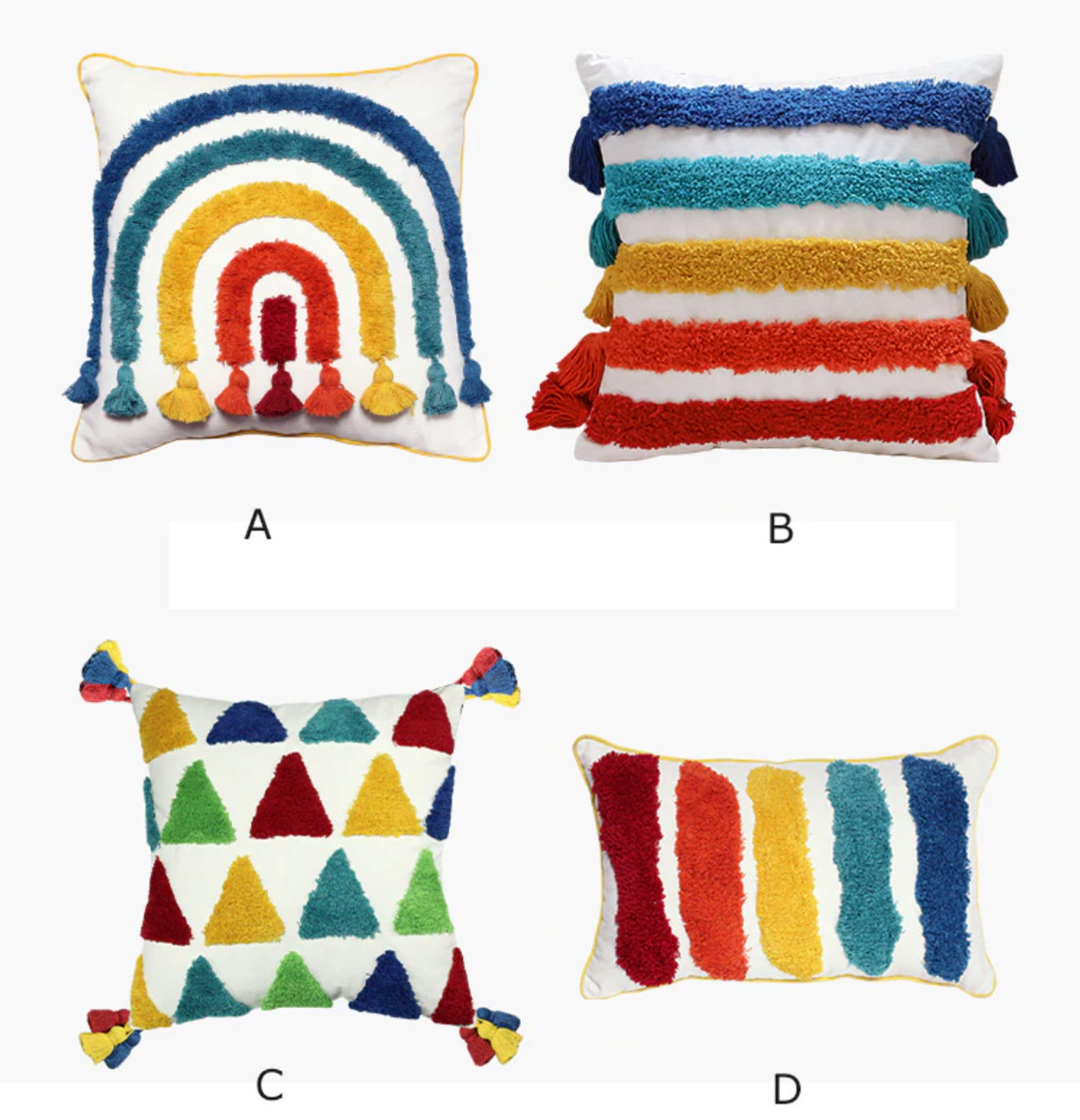 Rainbow Cushion Cover 100 Cotton Tufted Textured Pillow Etsy