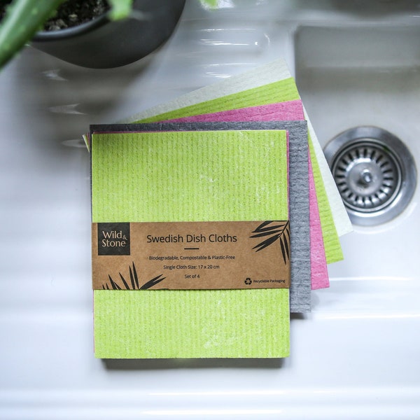 Compostable Swedish Dish Cloths - Set of 4