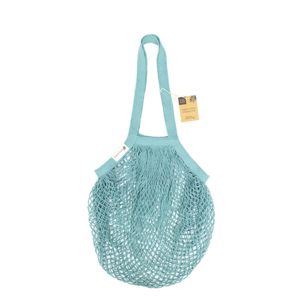 Organic Cotton Tote Bag - Blue Crochet