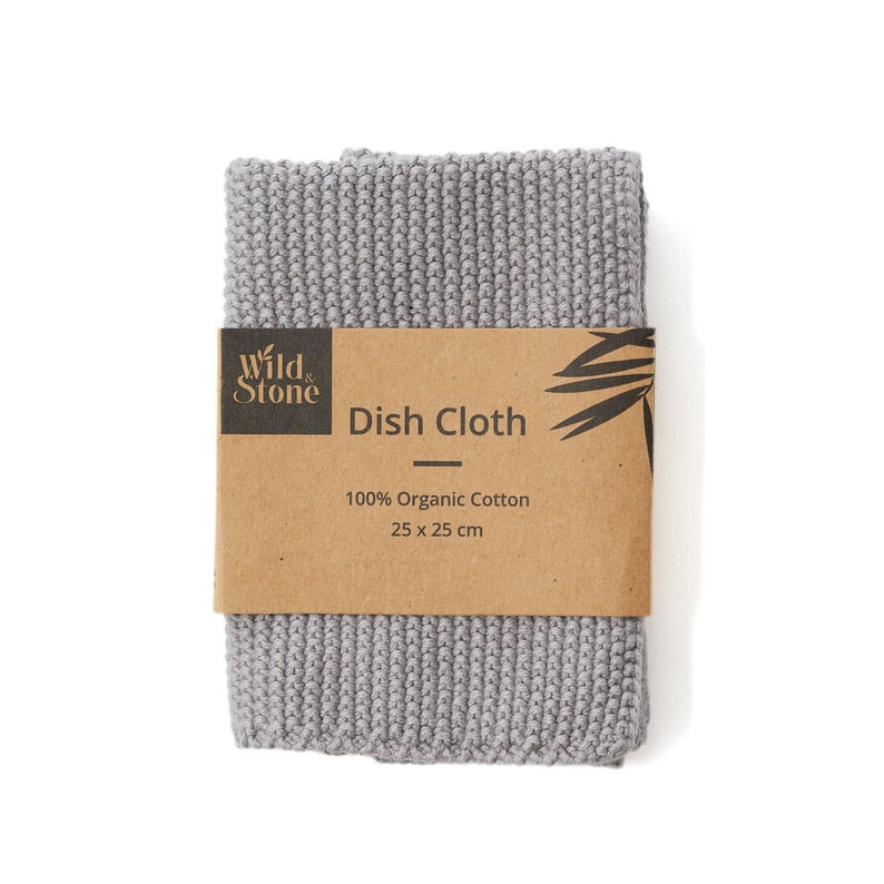 Dish Cloths 100% Organic Cotton Dove-Grey