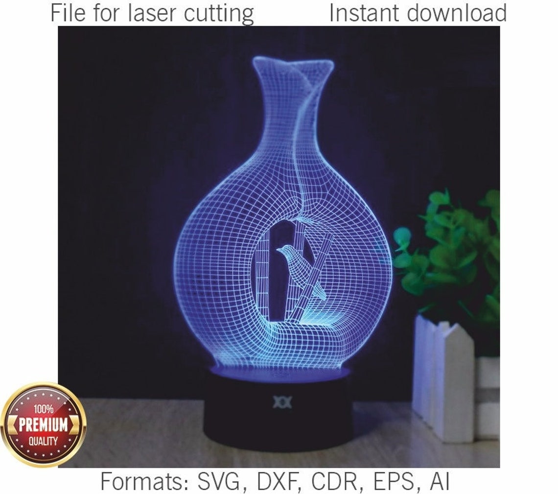 Download Vase 3d Led Night Light. Laser cut Files SVG DXF CDR ...