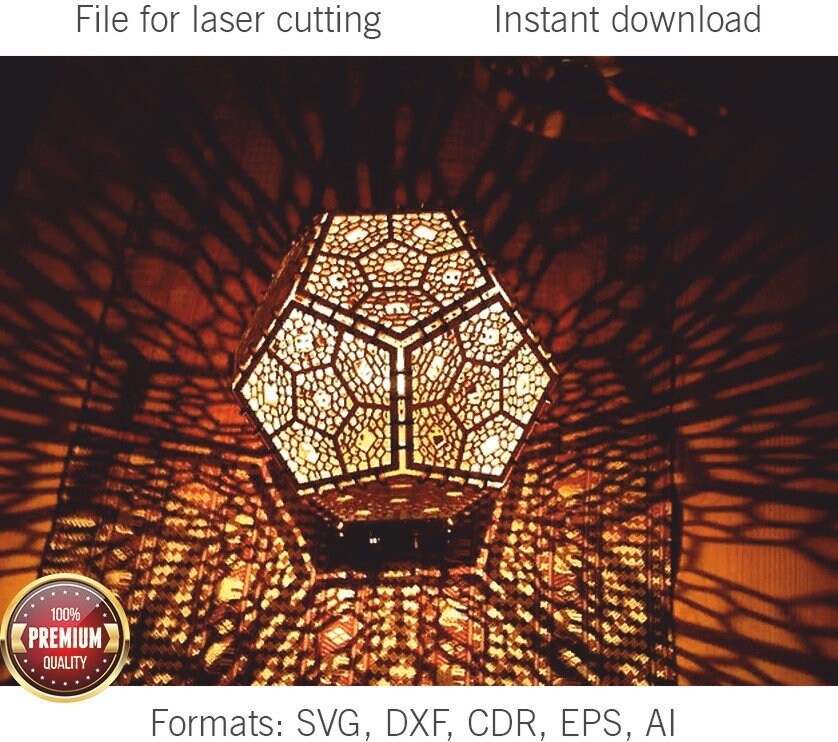 Laser Cut Truncated Octahedron Lamp DXF File Free Download 