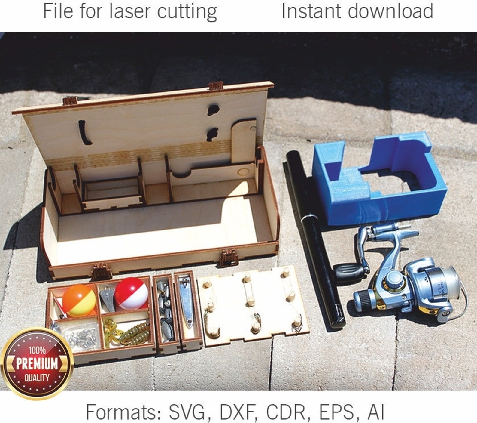 Fishing Box. Laser Cut Files SVG DXF DWG Cdr Vector Plans Etsy UK