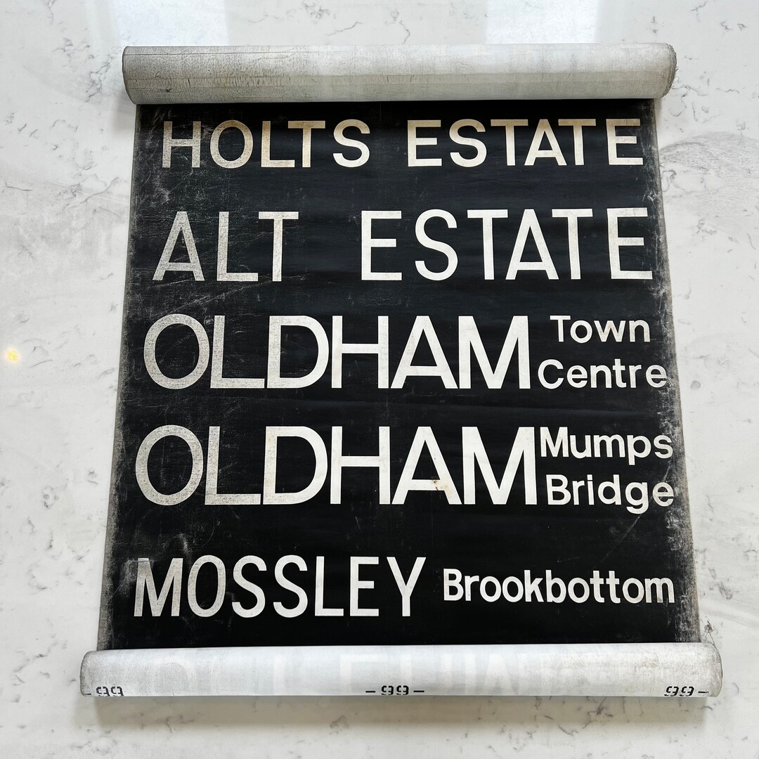 1960 Bus Sign INDIVIDUAL Placename Oldham / Holts Estate / Alt Estate