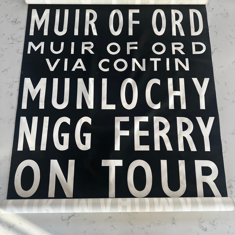 1960s Bus Sign INDIVIDUAL Placename Rossshire / Muir of Ord / via