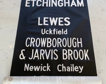 1978 Bus Sign INDIVIDUAL Place-name - Brighton - Sussex / Ethingham / Lewes Uckfield / Crowsborough & Jarvis Brook / Newick Chailey