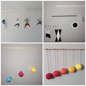 Lot 4 mobiles Montessori (couleurs Gobbi au choix et danseurs multicolores)