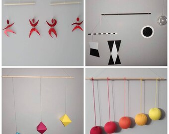 Set van 4 Montessori mobielen (Gobbi kleuren naar keuze en rode dansers)