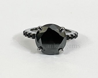 5 Ct Black Diamond Ring Around With Black Accents In Black Rhodium Finish Quality AAA Certified ! Anniversary gift, Birthday gift