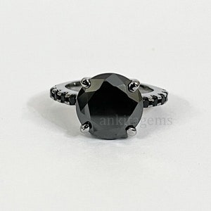 5 Ct Black Diamond Ring Around With Black Accents In Black Rhodium Finish Quality AAA Certified ! Anniversary gift, Birthday gift