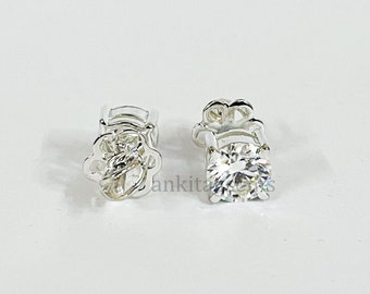 2 Ct White Diamond Studs Earrings Screw Back Design In White Gold Finish Color F Certified ! Anniversary gift, Birthday gift