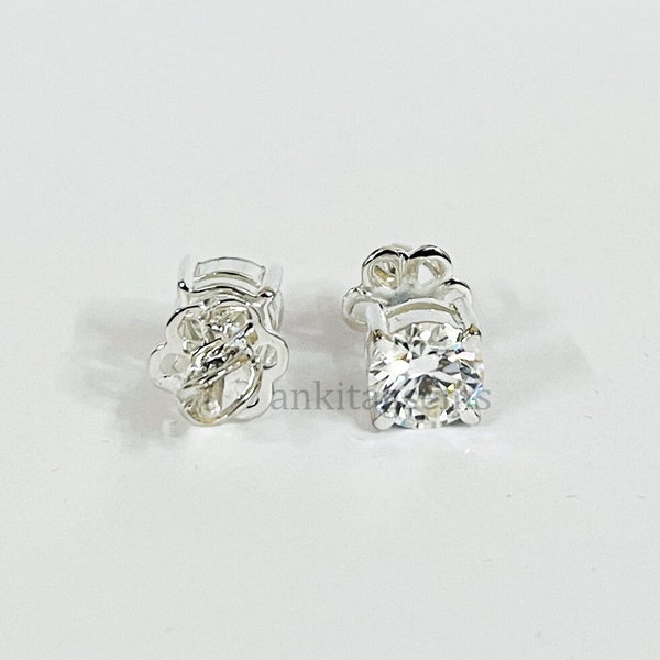 2 Ct White Diamond Studs Earrings Screw Back Design In White Gold Finish Color F Certified ! Anniversary gift, Birthday gift