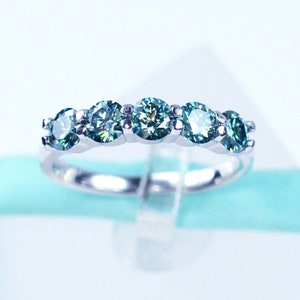 3.50 Ct Blue Diamond Band Great Shine And Luster Clarity VVS1 Certified ! Wedding Band, Engagement Band Certified !