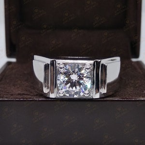Heavy Men's Ring 3 Ct White Diamond Ring for Engagement Clarity VVS1 ...