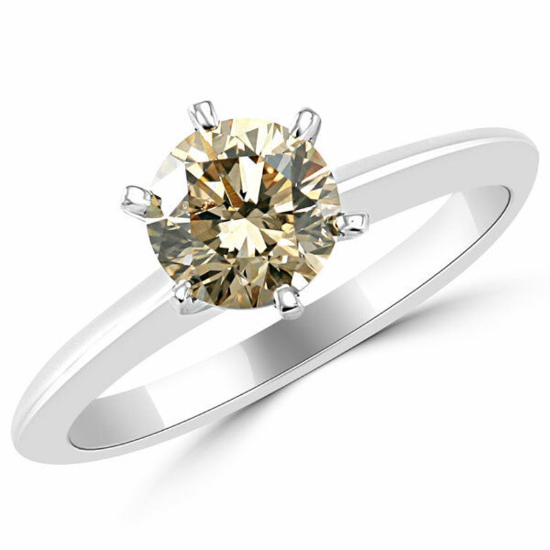 Birthday Gift Simplistic 2 Ct Champagne Color Ring in Sterling Silver Quality-AAA Clarity Certified Anniversary gift