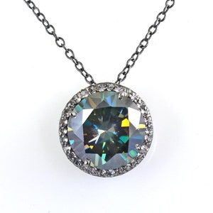 7 Ct Blue Diamond Pendant With 925 Sterling Silver Chain Certified ! Birthday gift, Anniversary gift, Women's jewelry
