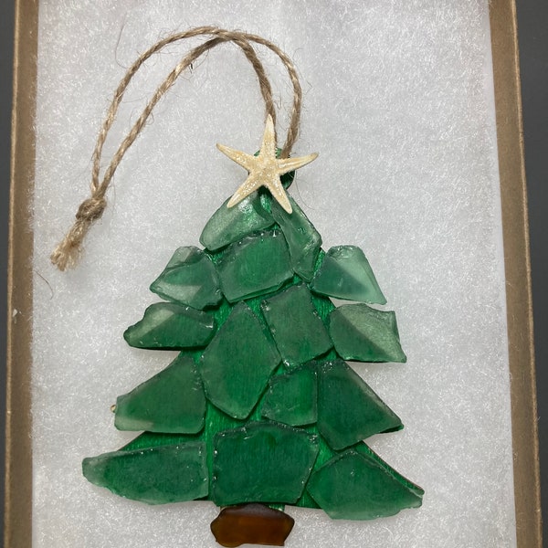 Beach Sea Glass Christmas Tree Ornament/ Handmade/ FREE SHIPPING