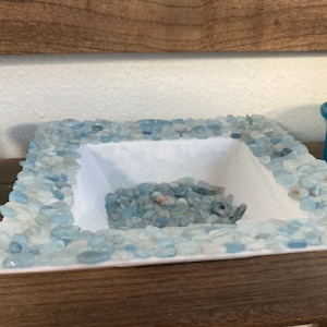 Beach Décor, Blue Quartz, Beach Bowl, Trinket Holder, candle holder