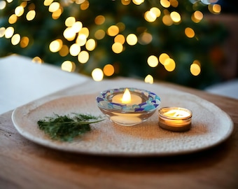 Handmade Beach Sea Glass Tea Light Candle Holder