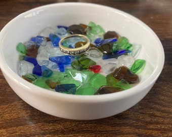 Beach Décor Florida sea glass art, ring holder, seaglass art, sea glass, beach glass art, sea glass decor, ring dish, authentic seaglass