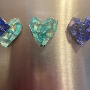 Beach Sea Glass Heart Magnets/ FREE Domestic SHIPPING