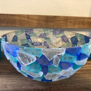 Beach Sea Glass Resin Bowl /Blue Seaglass Bowl /Beach Decor /Decorative Seaglass Bowl /Home décor /wedding gift couple unique/ handmade